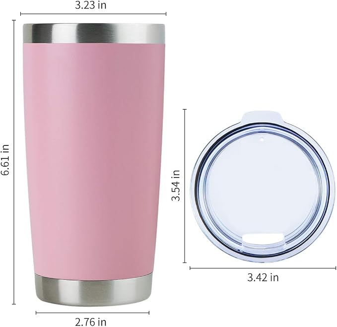 DOMICARE 20oz Stainless Steel Tumbler Bulk with Lid, Double Wall Vacuum Insulated Travel Mug, Powder Coated Coffee Cup, Pink, 4 Pack - Image 5