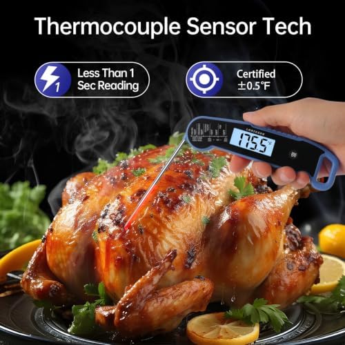 Lonicera Instant-Read Meat Thermometer, 1-Second, ±0.5°F accuracy, Blue - Image 2