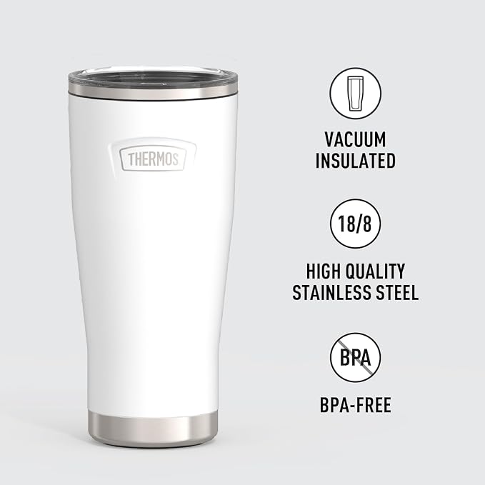 THERMOS ICON SERIES, Stainless Steel Cold Tumbler with Slide Lock, 24 Ounce, Snow - Image 2