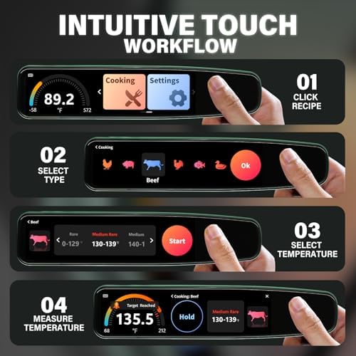 Smart Meat Thermometer, 0.5s Instant Read, 3.8" Touchscreen, IP68 - Image 5