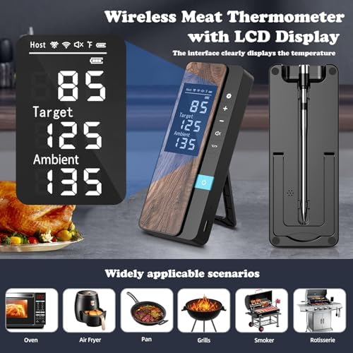 Wireless Meat Thermometer-Multi Sensors Digital Food Thermometer with Ultra-Thin Probe, Accuracy Smart Bluetooth Meat Thermometer for Steak, BBQ, Oven, Grill, Smoker,Recipes in App & Host - Image 6