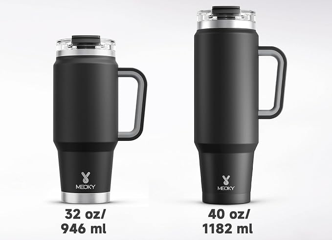 Meoky 40 oz Tumbler with Handle and Straw, Insulated Tumbler with Lid and Straw, Stainless Steel Travel Mug, Keeps Cold for 34 Hours, 100% Leak Proof, Fits in Car Cup Holder (Night) - Image 8