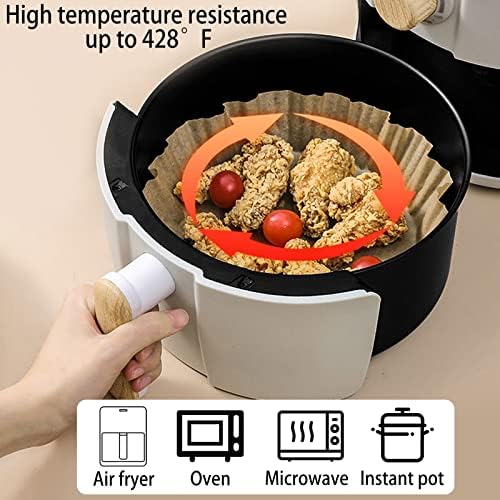 200Pcs Air Fryer Disposable Paper Liner, Round Non-Stick Air Fryer Liners Parchment Paper for Baking Roasting Microwave Oven (6.3 inch) - Image 4