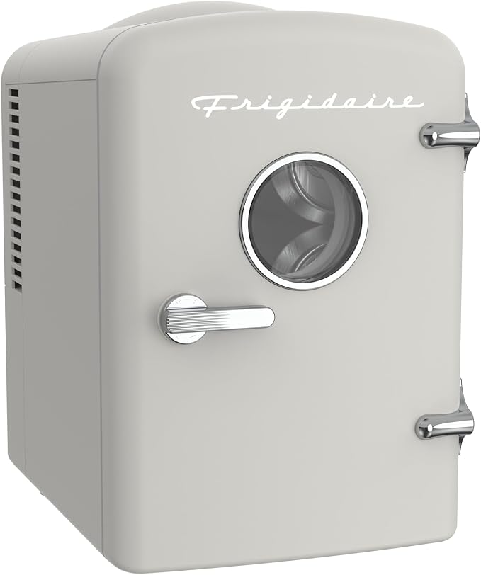 Frigidaire EFMIS171 Retro Mini Portable Personal Fridge - Ideal for Home, Office or Dorm - Includes Carrying Handle, AC/DC Wall/Car Charger (Grey) - Image 2