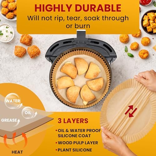 Air Fryer Liners for Ninja, 125 Pcs Round Disposable Airfryer Paper Liners - Image 4