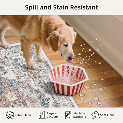 Washable Kitchen Rug Set of 3: Boho Non-slip Soft Stove Sink Mat Light Weight Stain Resistant Carpet for Dog Bowl Area Comfort Tile/Hardwood Floors Protection Mat for Entryway Foyer(2x3+2x4+2x5,Brick) - Image 2