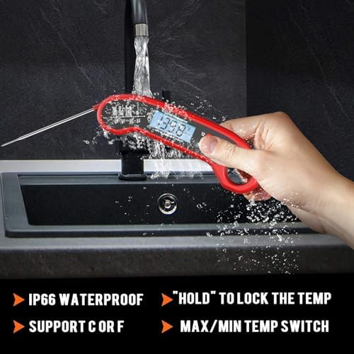 Meat Thermometer Digital, Instant Read Meat Thermometer for Grill and Cooking, Waterproof Food Thermometer for Kitchen and Outside, BBQ, Turkey, Candy, Liquids, Beef - Image 6