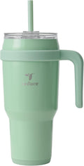 REDUCE 40 oz Stainless Steel Tumbler with Handle - Dual-Wall Vacuum Insulated Travel Mug, Sweat-Proof Lid & Reusable Straw - Keeps Drinks Cold for 24 Hrs, Fits Cupholders, Dishwasher Safe - Matcha by Reduce