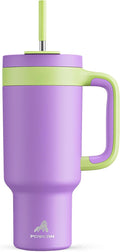 POWCAN 40 oz Tumbler with Handle, 2-in-1 Straw and Sip Lid, Leakproof, Dishwasher Safe, Insulated Stainless Steel Travel Coffee Mug, Keeps Cold for 34 Hours, Fits in Car Cup Holder (Wisteria) by POWCAN