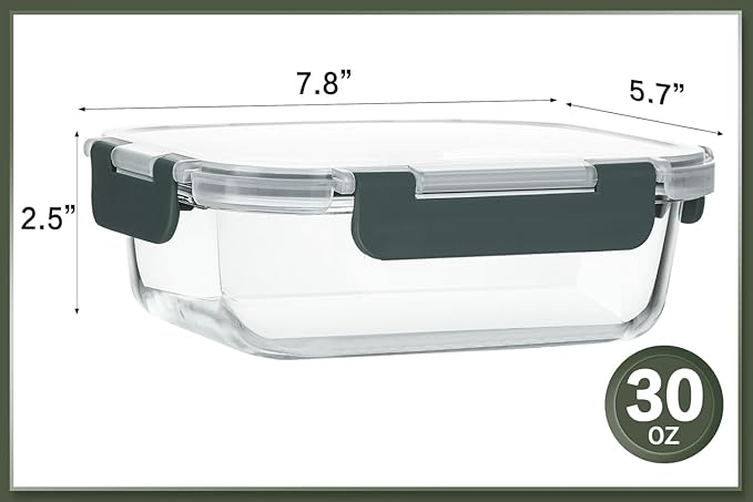 KOMUEE 10 Packs 30 oz Glass Meal Prep Containers, Glass Food Storage Containers - Image 2
