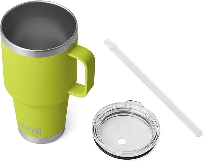 YETI Rambler 35 oz Tumbler with Handle and Straw Lid, Travel Mug Water Tumbler, Vacuum Insulated Cup with Handle, Stainless Steel, Chartreuse - Image 4