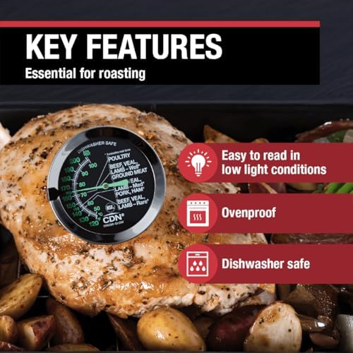 CDN Ovenproof Meat Thermometer – Glow Dial | ProAccurate® | 2" Easy-Read Dial | Waterproof, Recalibratable | For Oven Roasting, Poultry, Beef, BBQ | IRM200-GLOW - Image 2