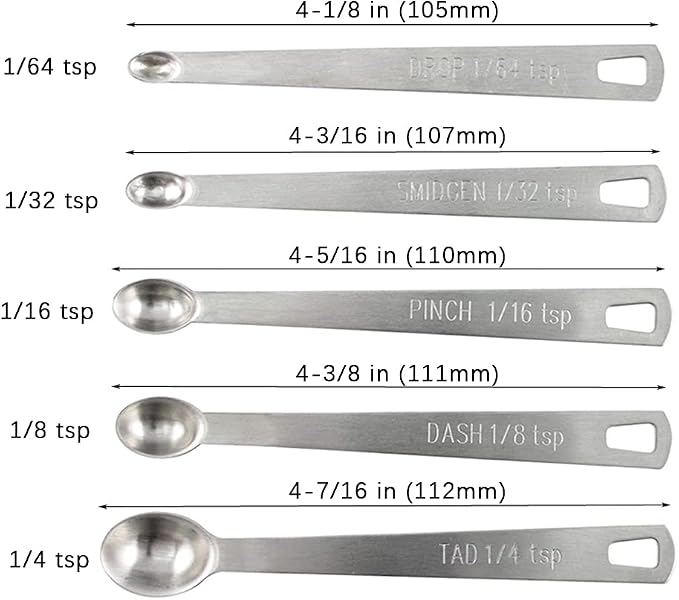 4Pack Mini Measuring Spoons Set, Heavy Duty Stainless Steel Teaspoon - Image 2