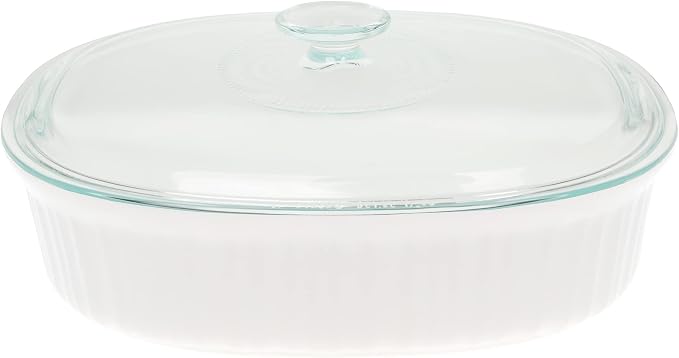 CorningWare FS2 2.5qt/2.35L Oval French White Casserole Dish & DC1.5C 1-1.75L by CorningWare