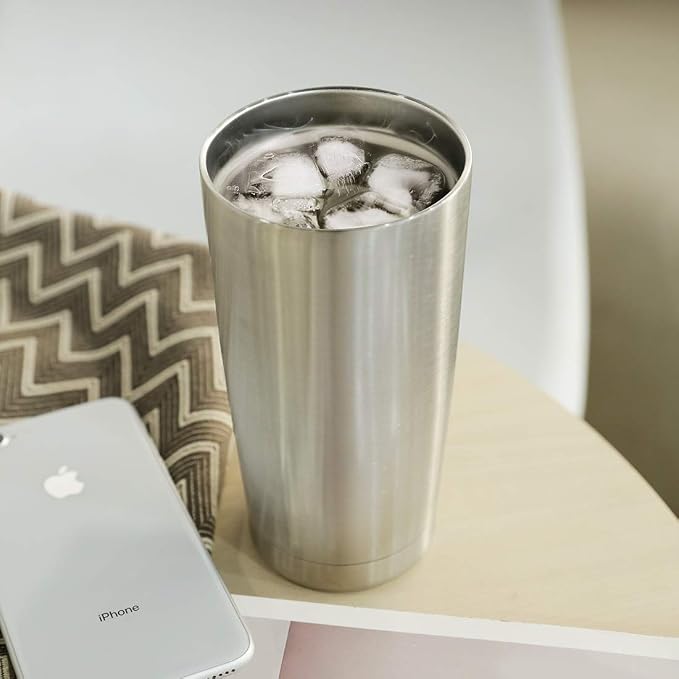 DOMICARE 20oz Stainless Steel Tumbler Bulk with Lid, Double Wall Vacuum Insulated Travel Mug, Powder Coated Coffee Cup, Stainless Steel, 4 Pack - Image 6