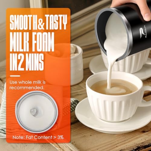 Electric Milk Frother and Steamer - 4-in-1 Automatic Coffee Steamer Frother with 10.5OZ (300ML) Capacity, Warm and Cold Foam Maker for Coffee, Latte, Cappuccino, Macchiato, and Hot Chocolate (Black) - Image 4