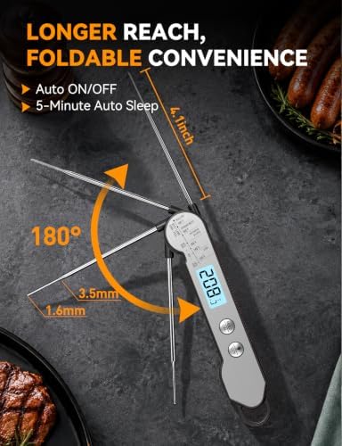 Meat Thermometer Digital, 1 Sec Instant Read, IP67 Waterproof, Backlit - Image 5