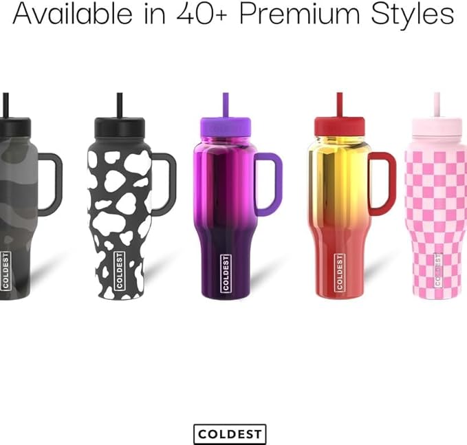 Coldest Tumbler with Handle and Straw - 100% Leak Proof Insulated Tumbler with Lid and Straw (3 Lids) - Stainless Steel Tumblers for Women & Men - Cup Holder Friendly Base, 46 oz (Monsoon) - Image 4
