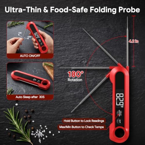 Meat Thermometer Digital, 1-2 Sec Instant Read Food Thermometer for Cooking - Image 4