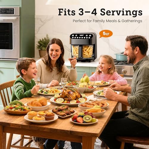 Kismile 5QT Glass Air Fryer, Non Toxic AirFryer with Digital Touch Control - Image 4