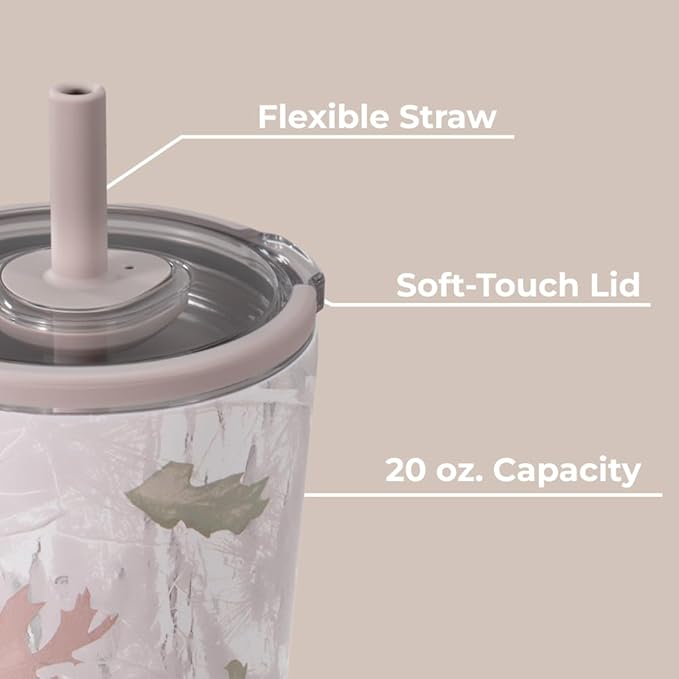HydroJug Everyday Tumbler 20 oz – Ceramic-Lined Insulated Tumbler with Straw and Soft-Touch Lid, Cup Holder Friendly, Double-Wall Vacuum Insulation, Reusable Travel Cup – Camo - Image 4