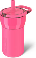 BrüMate Leap 12oz 100% Leakproof Kids Tumbler with Handle and Silicone Soft Straw | Drop Resistant Silicone Sleeve | For Kids 4+ | Insulated Stainless Steel | Cup Holder Friendly | 12oz (Neon Pink) by Br%C3%BCMate