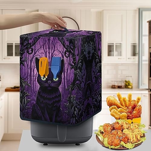 Upetstory Halloween Cat Air Fryer Cover for 5-6 qt Fryer Kitchen Appliance Cover Electric Pressure Cooker Rice Cooker Decor - Image 4