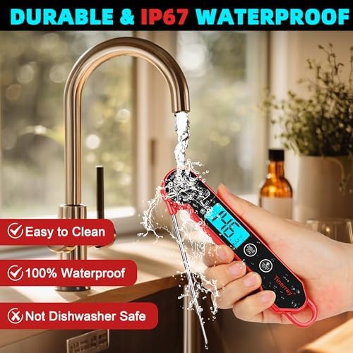 Professional Digital Meat Thermometer Instant Read Waterproof – Folding Probe Food Thermometer with Backlight & Calibration, Fast Read for BBQ, Grill, Deep Fry, Cooking, Liquids, Gift for Chef - Image 4