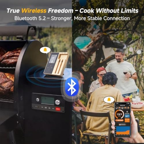 Wireless Meat Thermometer Digital, Bluetooth Cooking Thermometer, Remote Tracking and Real-Time Readings with Apps, for iOS and Android, for BBQ, Grill, Smoker - Image 2