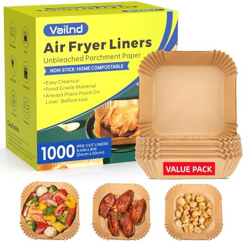 1000Pcs 8" Square Air Fryer Liners Disposable for 5-8 qt, Airfryer Paper by Vailnd