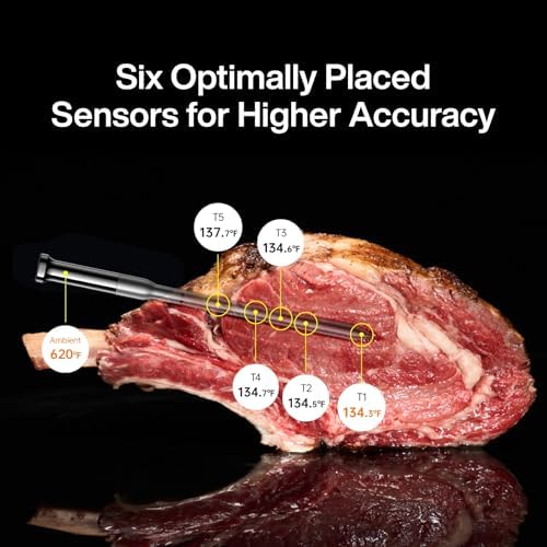 Sync Gold Wireless WiFi Meat Thermometer, 4 Slim Probes, 6 Sensors, 10x Stronger Signal, ±0.5℉ Accuracy, Smart Base Direct Setup, Reliable Reading Through Kamado Grill, BBQ, Oven, Smoker, Air Fryer - Image 3