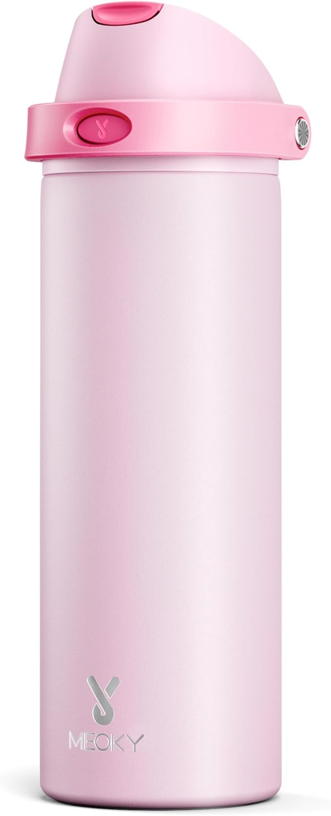 24 oz Insulated Water Bottle for Sports: Meoky Stainless Steel Water Bottle with 2-in-1 Straw and Spout Lid - Leak Proof, Cold for 24 Hours, Fits in Car Cup Holder, BPA-Free for Women Travel, Blush by MEOKY