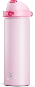 24 oz Insulated Water Bottle for Sports: Meoky Stainless Steel Water Bottle with 2-in-1 Straw and Spout Lid - Leak Proof, Cold for 24 Hours, Fits in Car Cup Holder, BPA-Free for Women Travel, Blush by MEOKY