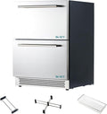 Albott 24 Inch Under Counter Drawer Fridge, Low Noise Beverage Refrigerator | Includes Stainless Steel Dual Drawers, LED Touch Control, Adjustable Storage, Frost-Free, 34-72℉ for Indoor or Outdoor Use by Albott