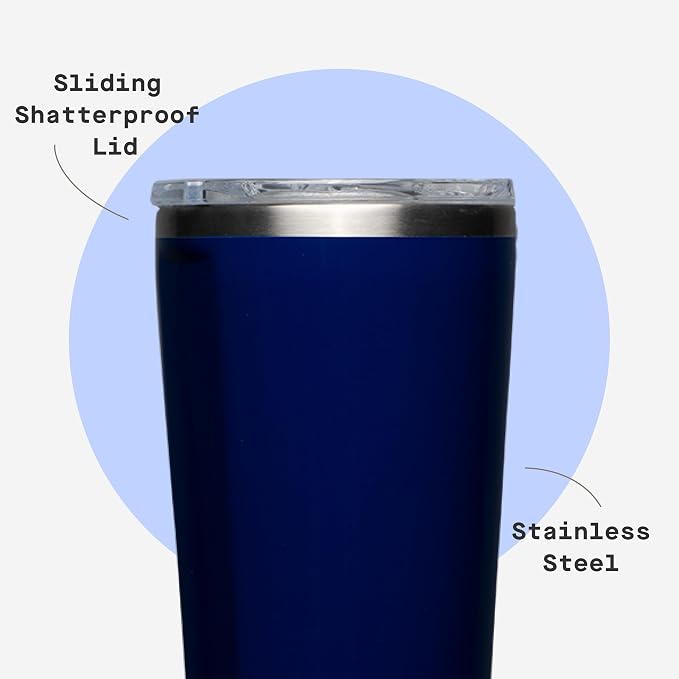 Corkcicle Classic Tumbler - Keeps Drinks Cold for 9 Hours & Hot for 3 - Triple-Insulated Stainless Steel - Holiday Tumbler Gift - 16 oz - Gloss Midnight Navy - Image 5