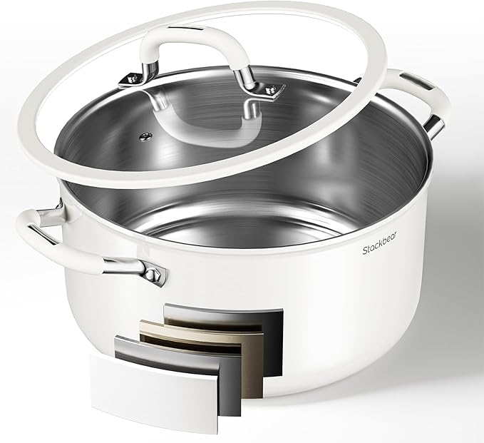 Stockpot 8 Quart, Tri-Ply 18/10 Stainless Steel Stock Pot by Stackbear-DesignsmarterLiveeasier
