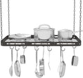 33” Pots and Pans Hanging Rack, Heavy-duty Metal Square Kitchen Ceiling Pot Rack by TICKCACY-EnrichYourLife