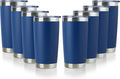 DOMICARE 20oz Stainless Steel Tumbler Bulk with Lid, Double Wall Vacuum Insulated Travel Mug, Powder Coated Coffee Cup, Dark blue, 8 Pack by VisittheDOMICARE
