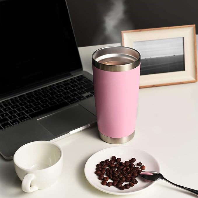 DOMICARE 20oz Stainless Steel Tumbler Bulk with Lid, Double Wall Vacuum Insulated Travel Mug, Powder Coated Coffee Cup, Pink, 4 Pack - Image 7