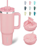 BJPKPK Insulated Tumblers With Handle And Straw 40 oz Stainless Steel Tumbler Cups With Lid,Light Pink by BJPKPK