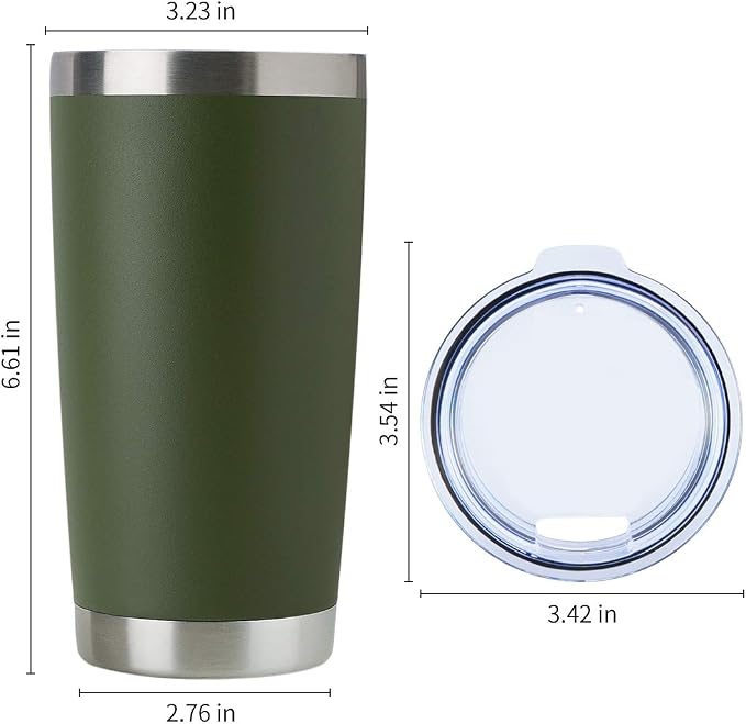 DOMICARE 20oz Stainless Steel Tumbler Bulk with Lid, Double Wall Vacuum Insulated Travel Mug, Powder Coated Coffee Cup, Army Green, 12 Pack - Image 5