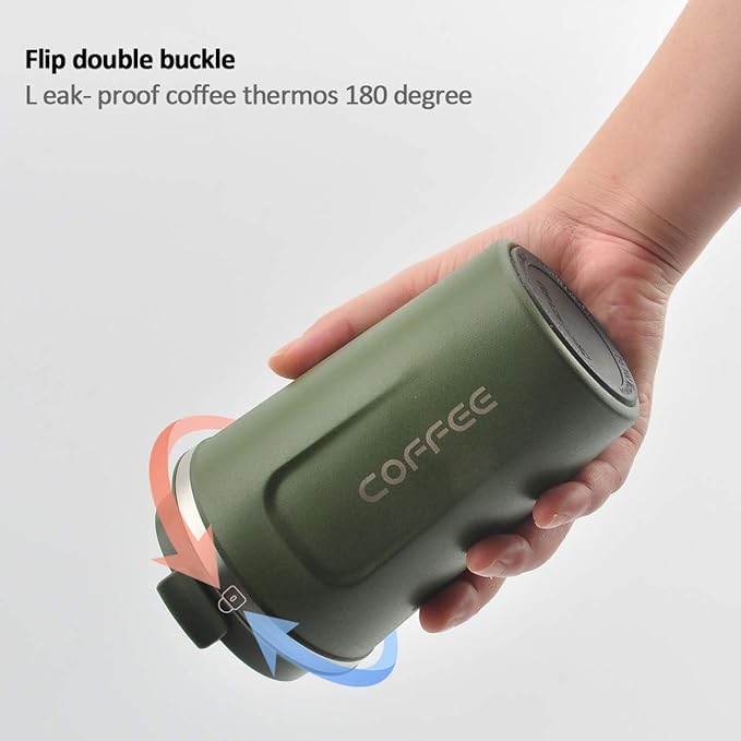 CS COSDDI 12 oz Stainless Steel Vacuum Insulated Tumbler - Coffee Travel Mug Spill Proof with Lid - coffee Cup for Keep Hot/Ice Coffee,Tea and Beer (Green) - Image 4