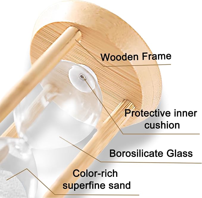 3 Minute Sand Timer Hourglass, 3 Min Wooden Sand Clock, Three Minute Wood Hour - Image 4