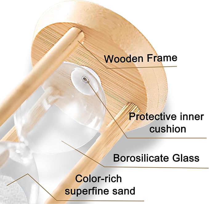 5 Minute Sand Timer Hourglass, 5 Min Wooden Sand Clock, Five Minute Wood Hour - Image 4