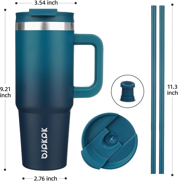 BJPKPK Tumbler With Handle And Straw 30oz Insulated Tumbler Cups With Lid Stainless Steel Travel Coffee Mug,Indigo Black - Image 3