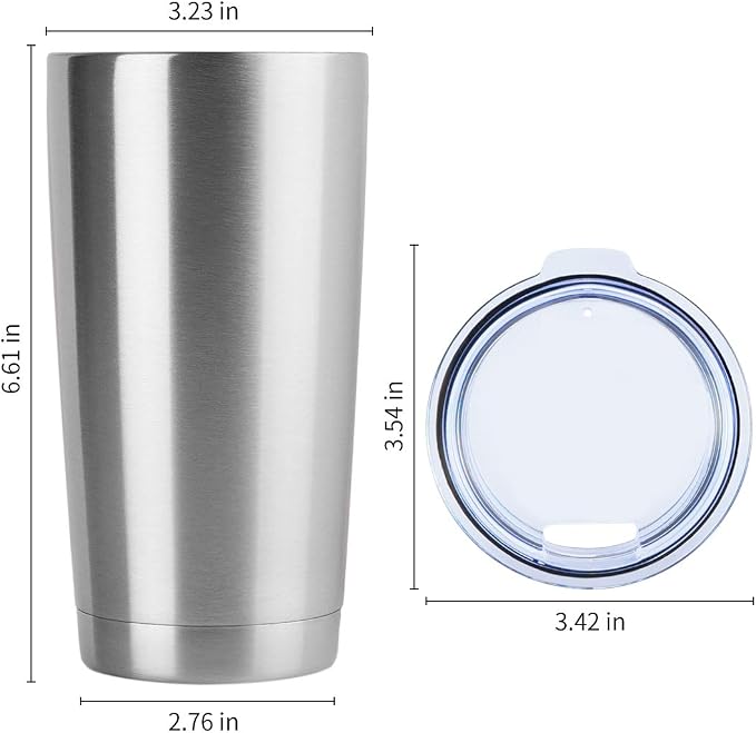 DOMICARE 20oz Stainless Steel Tumbler Bulk with Lid, Double Wall Vacuum Insulated Travel Mug, Powder Coated Coffee Cup, Stainless Steel, 8 Pack - Image 5