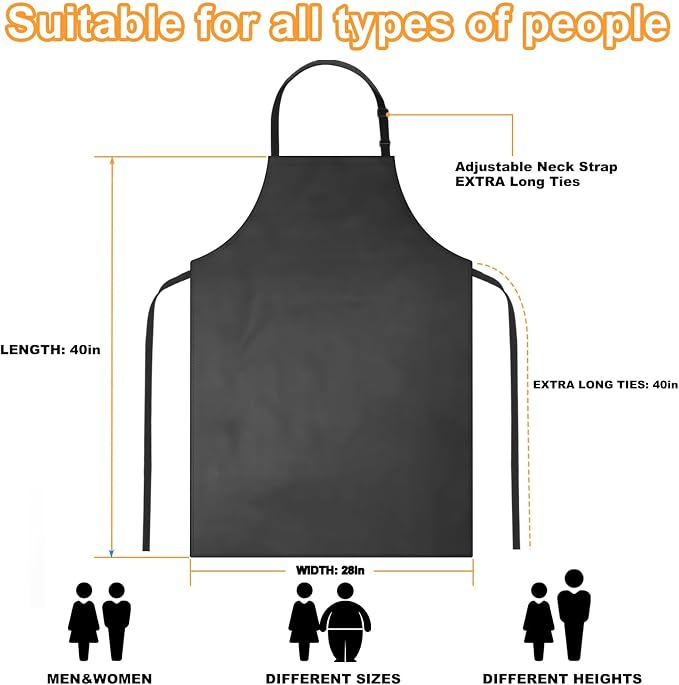Gotega Waterproof Rubber Vinyl Apron Adjustable Dishwasher Apron - Image 2