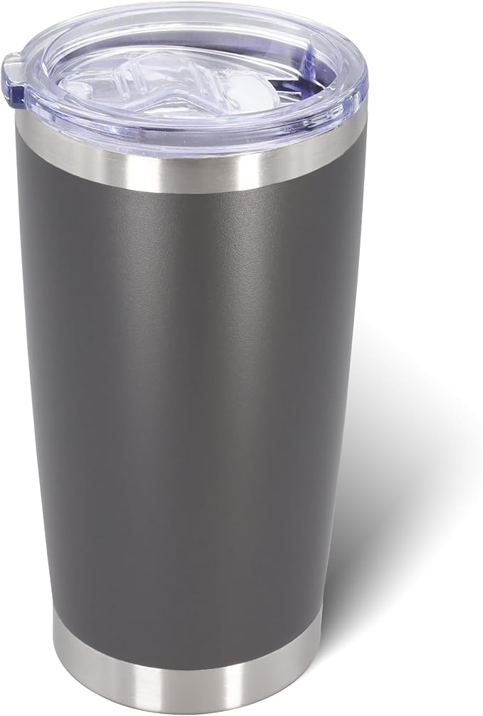 AIANJI 20oz Tumbler Bulk Stainless Steel Tumblers with Lid Vacuum Insulated Double Wall Travel Coffee Mug Powder Coated Tumbler Cup for Hot and Cold Drinks(Grey, 1 pack) by AIANJI