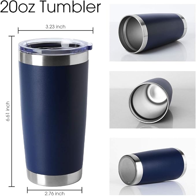 HASLE OUTFITTERS 20oz Tumblers Bulk Stainless Steel Cup with Lid Double Wall Vacuum Insulated Coffee Mug for Cold & Hot Drinks 1 Pack, Navy - Image 2