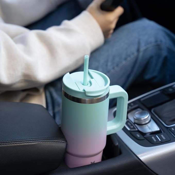 BJPKPK 30 oz Stainless Steel Tumbler With Handle Insulated Tumblers With 2 Straw Travel Coffee Mug With Lid,Bubble Gum - Image 6